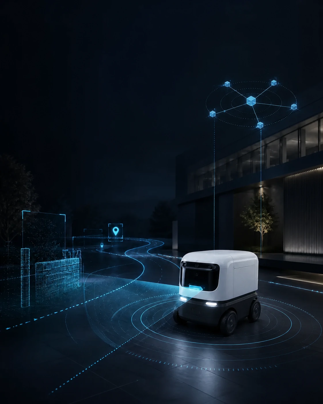 Autonomous machine connected to its operating environment
